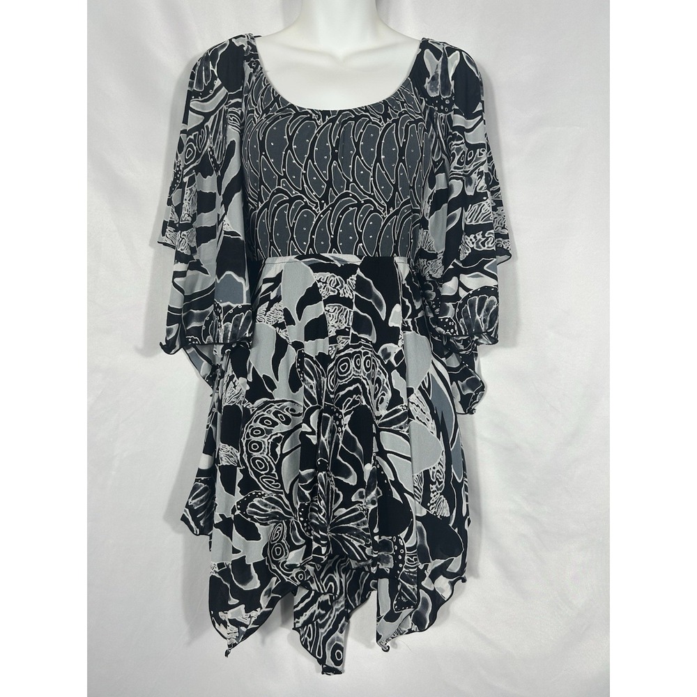 Style Co Asymmetrical Tunic Top Size L Black Y2K‎ Whimsigoth Witchy Fairy Grunge